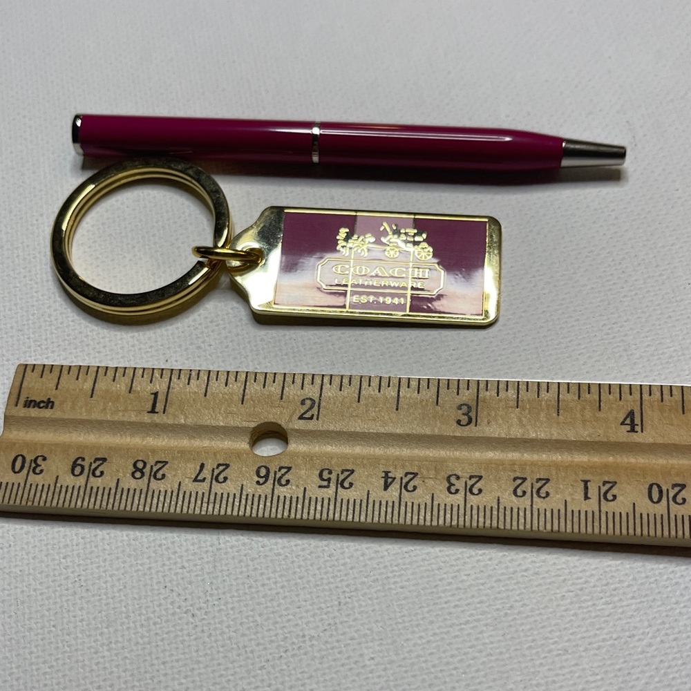 Coach Fuchsia Pen and Keychain Set with Gold Accents and a Coach Fuchsia Pen - Picture 3 of 4